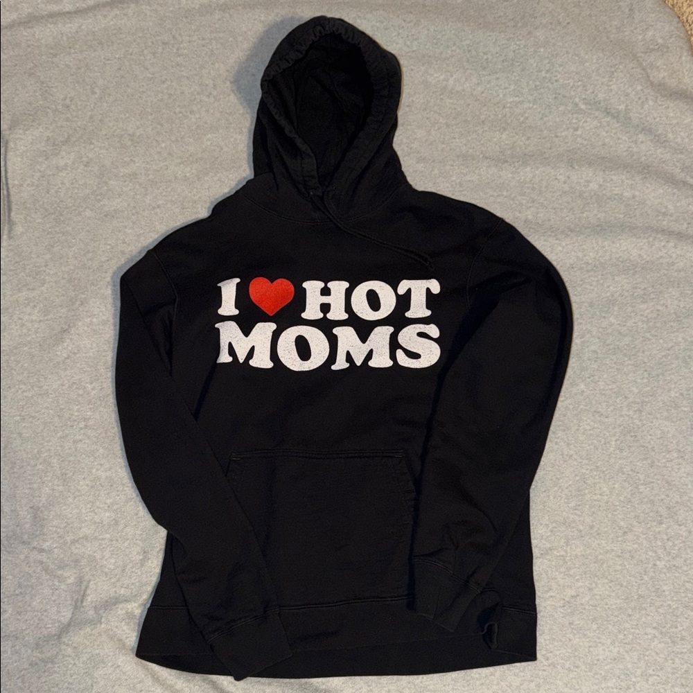 I Love Hot Moms Hoodie - Black, L (read description)